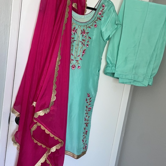 Dresses & Skirts - Beautiful Indian and Pakistani suit for any event pink and teal color
